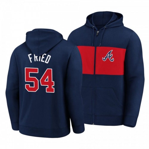 Braves Max Fried Team Twill Full-Zip Navy Jacket [Clearance Sale]