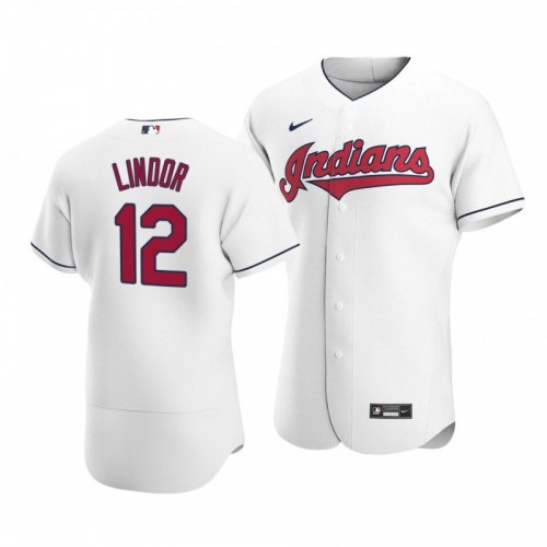 Indians Francisco Lindor 2020 Season Authentic White Home Jersey [Clearance Sale]