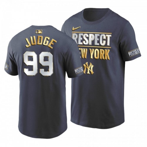 Yankees Aaron Judge 2020 Postseason Navy Respect New York Gold Limited T-Shirt [Clearance Sale]