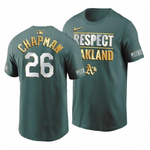 Athletics Matt Chapman 2020 Postseason Green Respect Oakland Gold Limited T-Shirt [Clearance Sale]