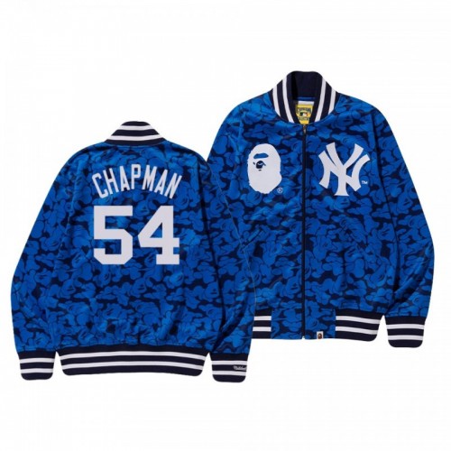 Yankees Aroldis Chapman BAPE x Mitchell & Ness Blue Jacket [Clearance Sale]