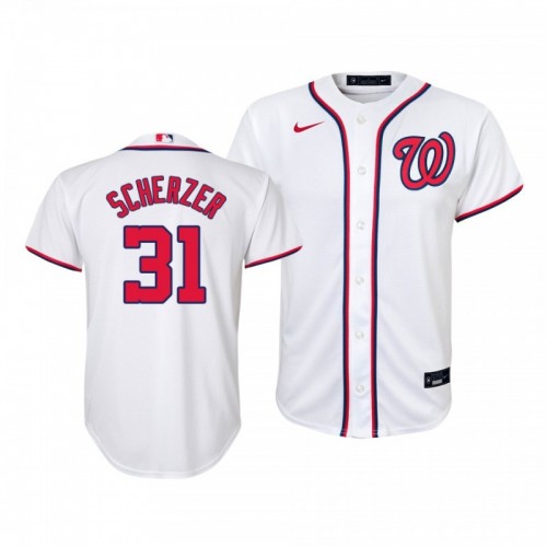 Youth Nationals Max Scherzer 2020 Season Replica White Home Jersey [Clearance Sale]