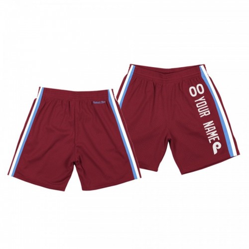 Team DNA Custom Philadelphia Phillies Hardwood Classics Shorts Red [Clearance Sale]