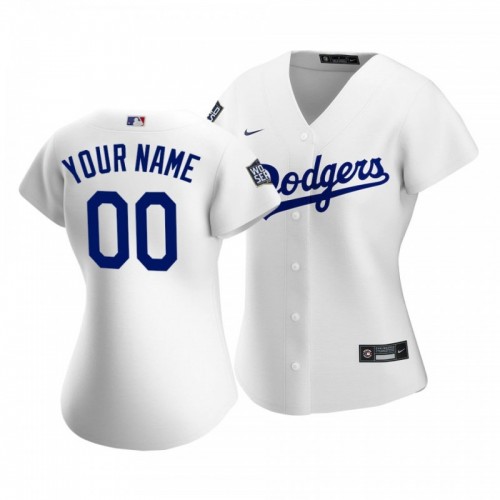 Women's Dodgers Custom White 2020 World Series Replica Home Jersey [Clearance Sale]