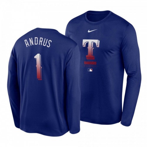 Rangers Elvis Andrus Authentic Collection Royal Long Sleeve Legend Performance Men's T-Shirt [Clearance Sale]