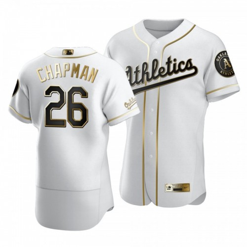 Men's Athletics Matt Chapman White Golden Edition Authentic Jersey [Clearance Sale]