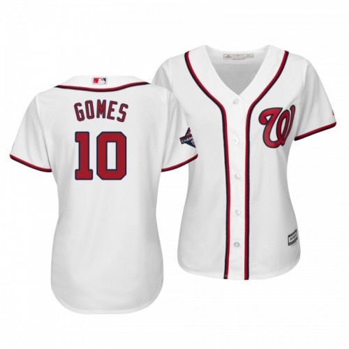 Nationals Yan Gomes 2019 World Series Champions White Cool Base Home Women's Jersey [Clearance Sale]